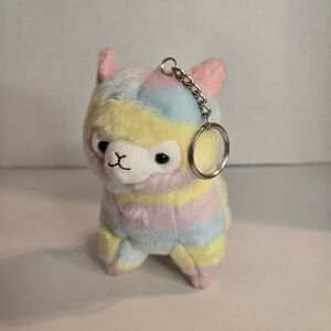 Amuse Alpacasso Alpaca Llama Rainbow Keychain Clip On Plush Stuffed Animal Mini